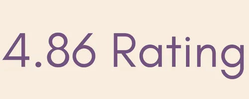 Text displaying a rating of 4.86 on a beige background